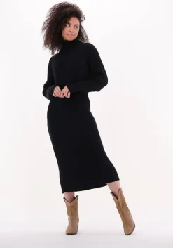 zwarte y.a.s. midi jurk yasmavi knit midi rollneck dress