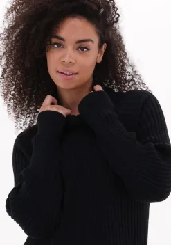 zwarte y.a.s. midi jurk yasmavi knit midi rollneck dress