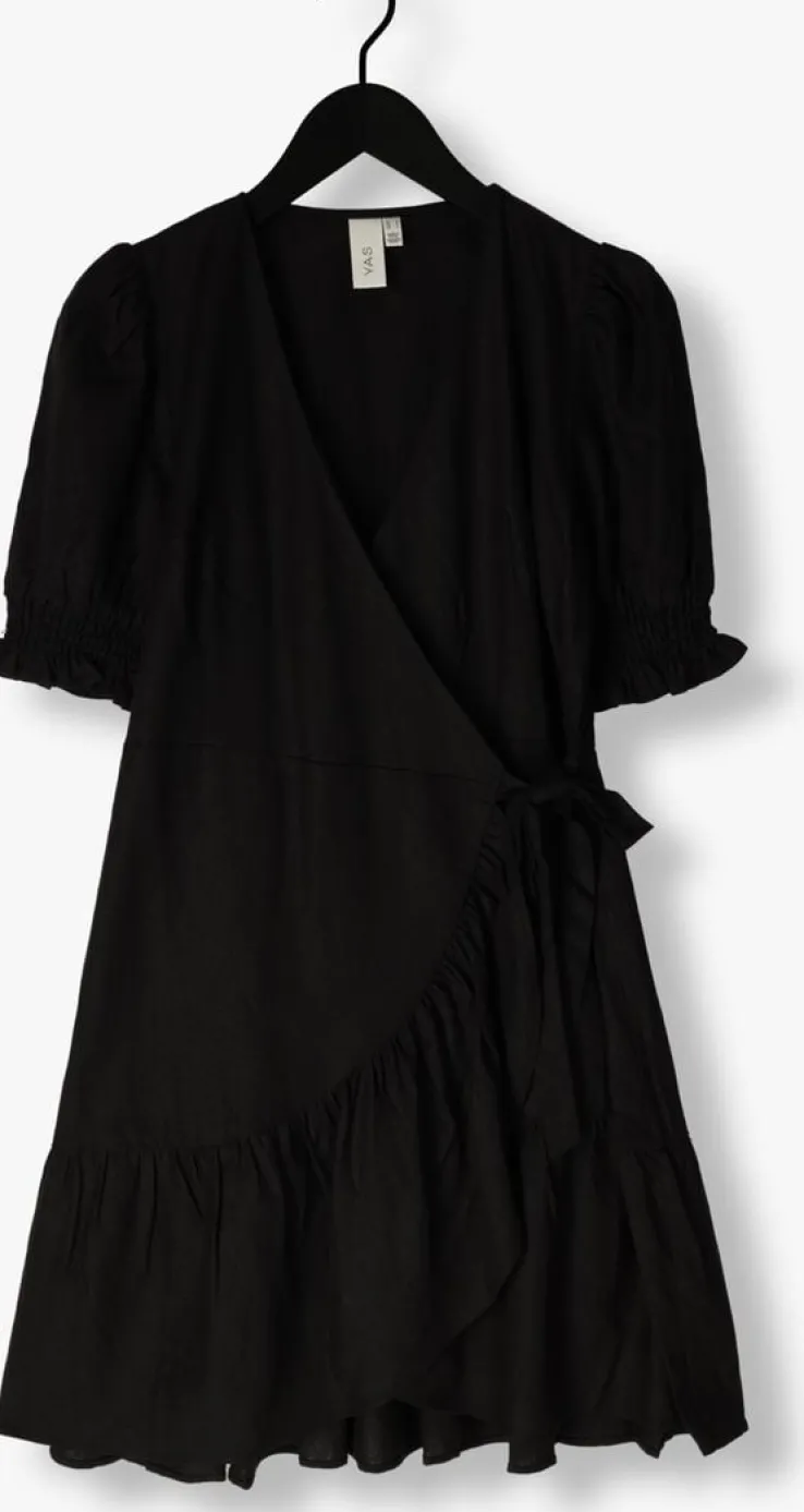 zwarte y.a.s. mini jurk yasflaxy ss wrap dress
