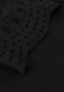 zwarte y.a.s. t-shirt yaslex ss top w. emb sleeves s.